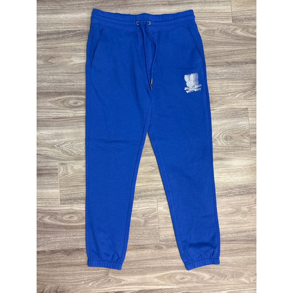 Psycho Bunny Mens Relaxed Fit Sweatpants Surf The Web Blue Joggers MB0800056 M